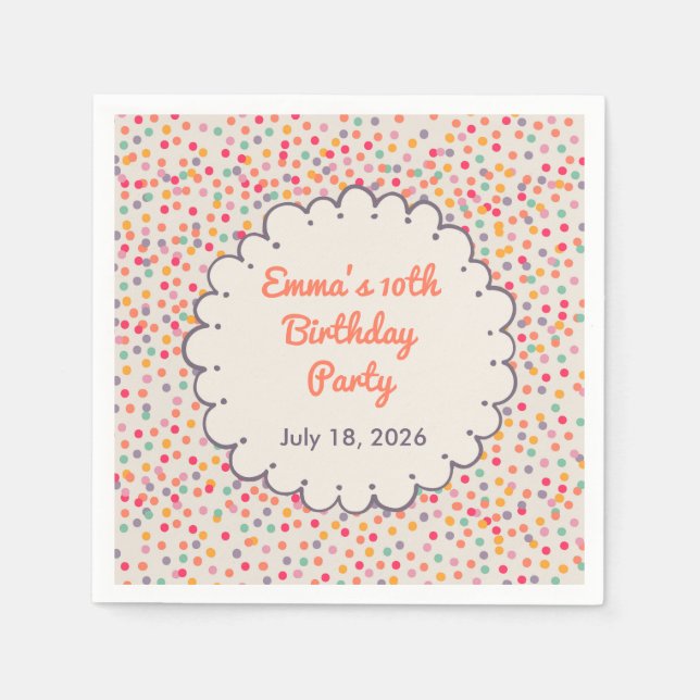 Colourful Confetti Birthday Napkins (Front)