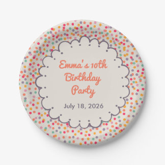 Colourful Confetti Birthday Paper Plates