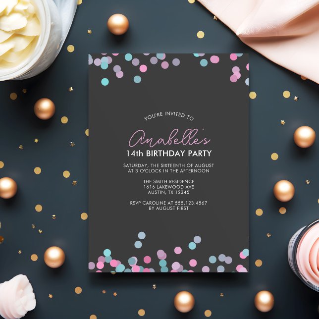 Colourful Confetti Birthday Party Invitation (Creator Uploaded)