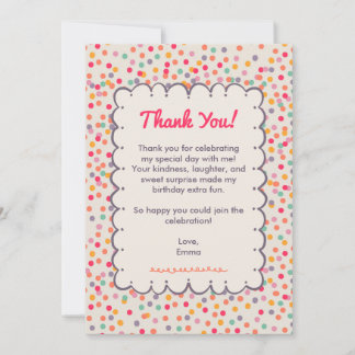 Colourful Confetti Birthday Thank You Card