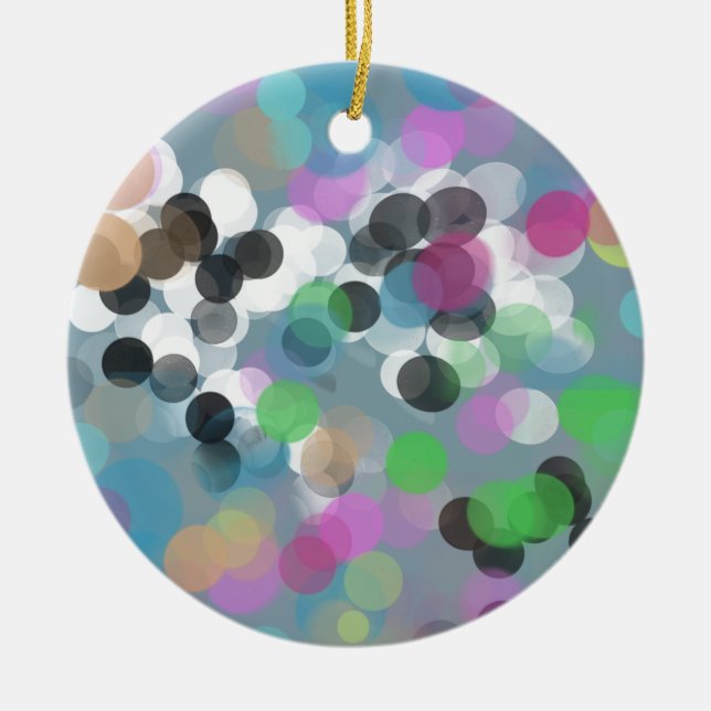 Colourful Confetti Bokeh Dots Ceramic Tree Decoration (Front)