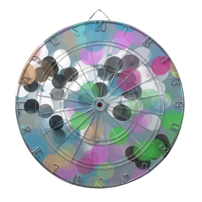 Colourful Confetti Bokeh Dots Dartboard (Front)