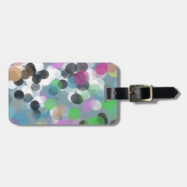 Colourful Confetti Bokeh Dots Luggage Tag (Front Horizontal)