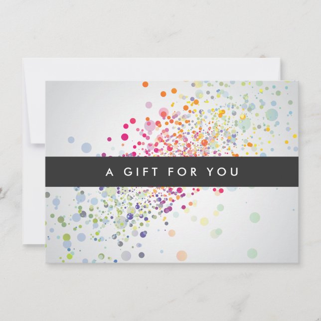 Colourful Confetti Bokeh on Grey Gift Certificate (Front)