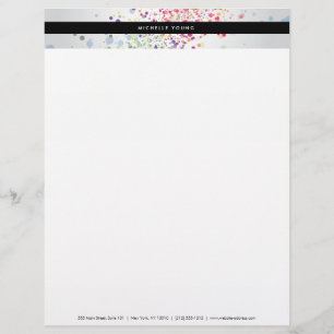 Colourful Confetti Bokeh on Grey Modern Customised Letterhead