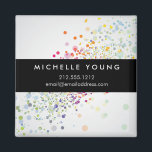 Colourful Confetti Bokeh on Grey Modern Magnet<br><div class="desc">Coordinates with the Colourful Confetti Bokeh on Grey Modern Business Card by 1201AM. A rainbow-hued splash of colourful confetti dots create an intriguing backdrop on this personalised magnet. Your name or business name is simply styled in the centre on a solid black strip. Great to use for promotional pieces or...</div>