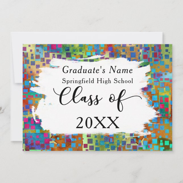 Colourful Confetti, Brushstrokes Grad Announcement (Front)