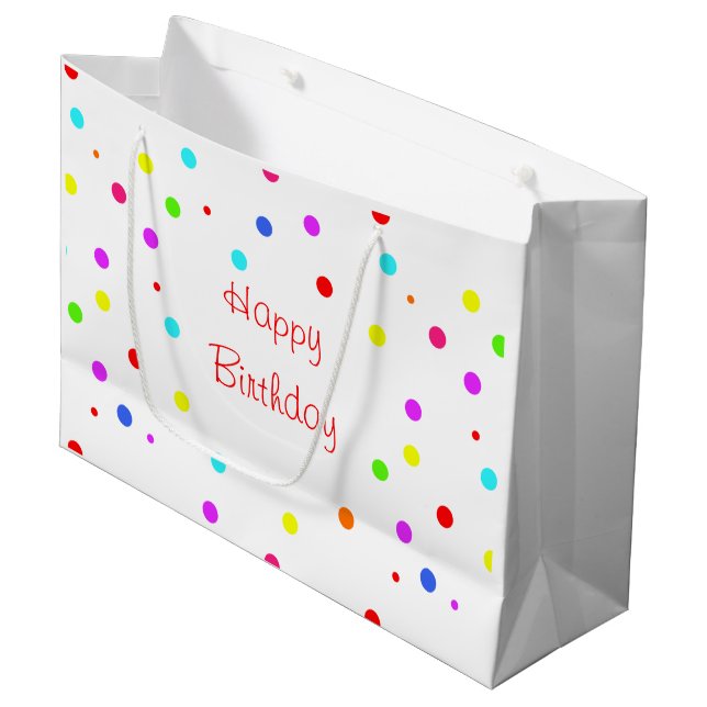 Colourful Confetti Children’s Birthday Large Gift Bag (Front Angled)