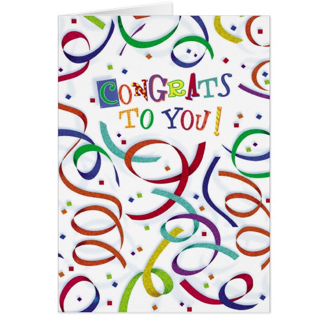 Colourful confetti congrats customisable card (Front)
