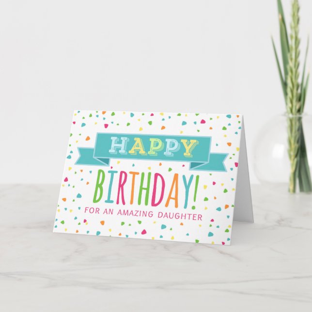 Colourful Confetti Daughter Birthday Card (Front)