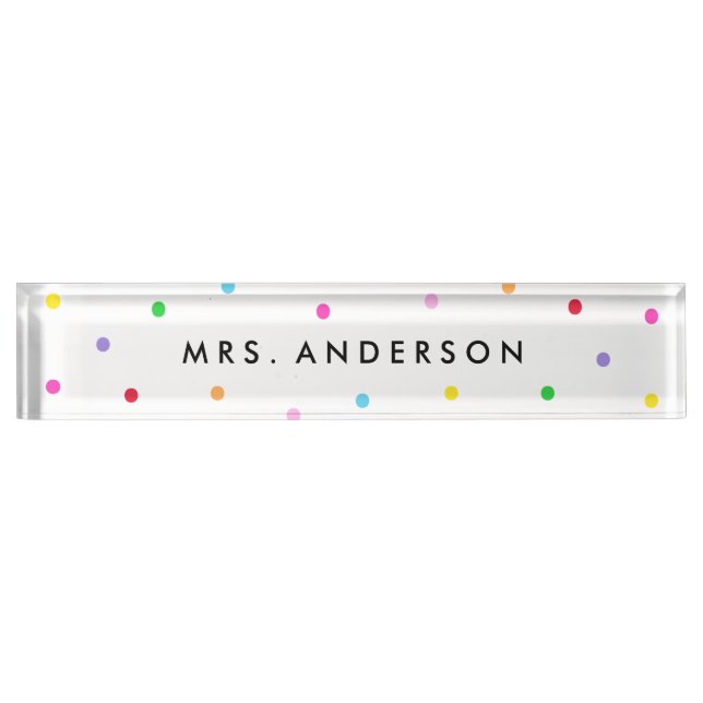 Colourful Confetti Desk Name Plate (Front)