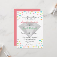 Colourful Confetti & Diamond Wedding Invitation 