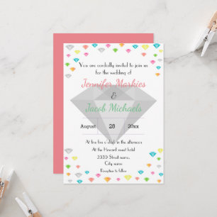 Colourful Confetti & Diamond Wedding Invitation 