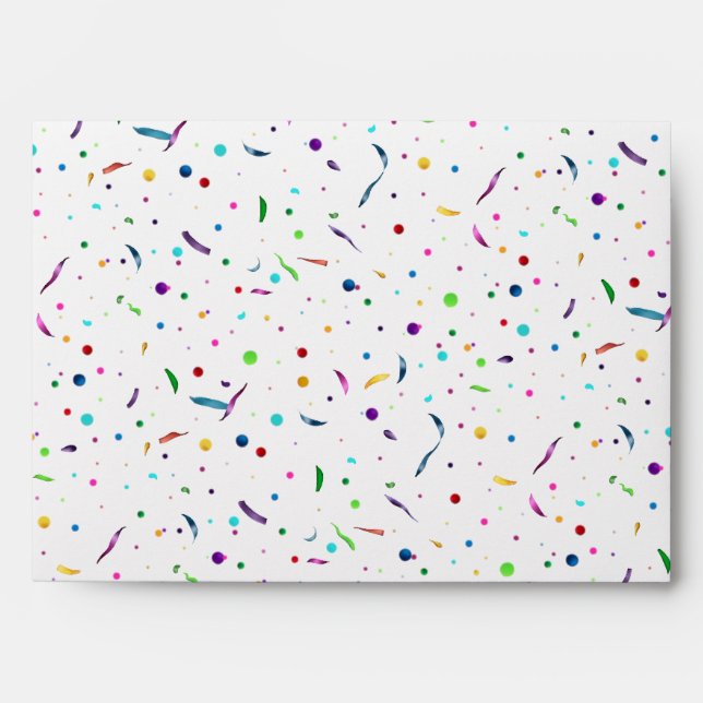 Colourful Confetti Dots Party Envelope (Front)