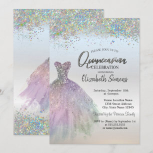 Colourful Confetti  Dress Quinceañera Invitation