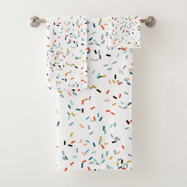 Colourful Confetti Fall Pattern Bath Towel Set (Insitu)