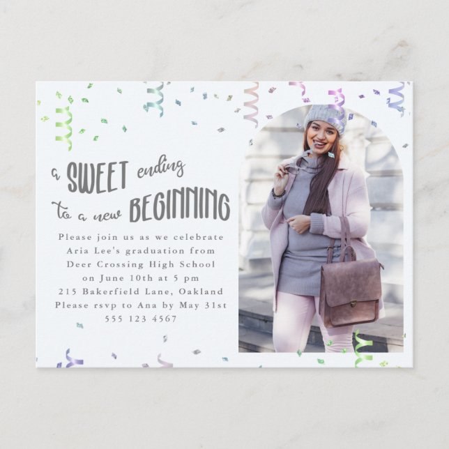 Colourful Confetti Graduation Party Invitation (Front)
