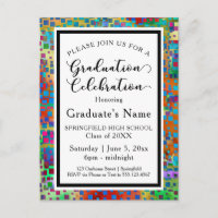 Colourful Confetti Graduation Party Invitation