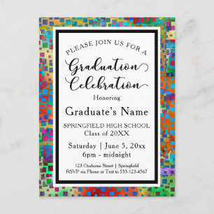 Colourful Confetti Graduation Party Invitation Postcard