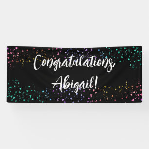 Colourful Confetti Handwriting Black Celebration Banner