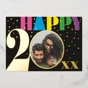 Colourful Confetti Happy 20xx Foil Print