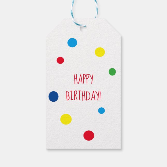 Colourful Confetti Happy Birthday Gift Tags (Back)