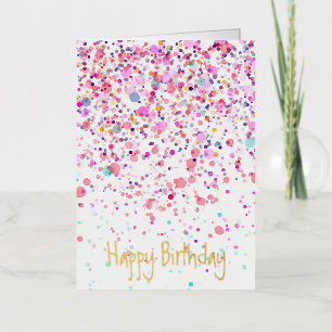 Colourful Confetti Happy Birthday Gold Foil Greeting Card