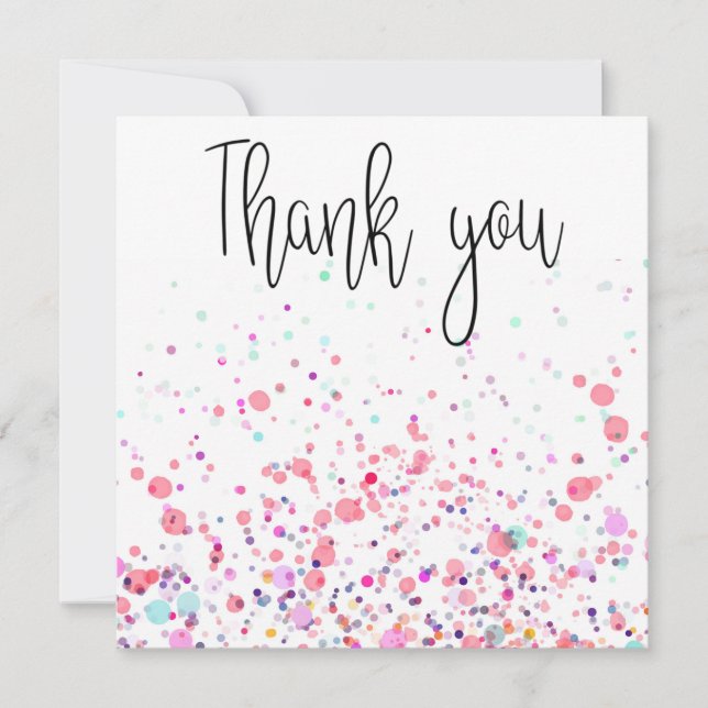 Colourful Confetti Happy Pink Thank You Card (Front)