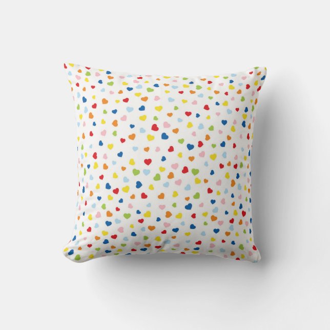 Colourful Confetti Heart Throw Pillow (Front)