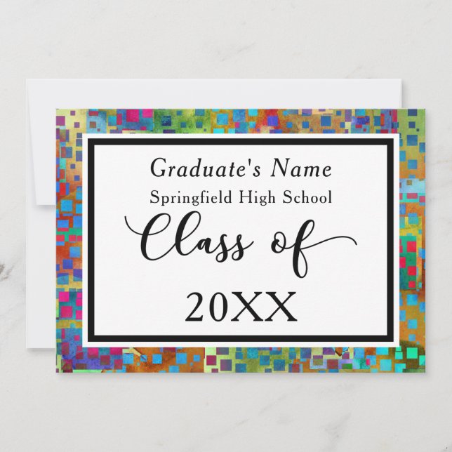 Colourful Confetti Modern Graduation Announcement (Front)