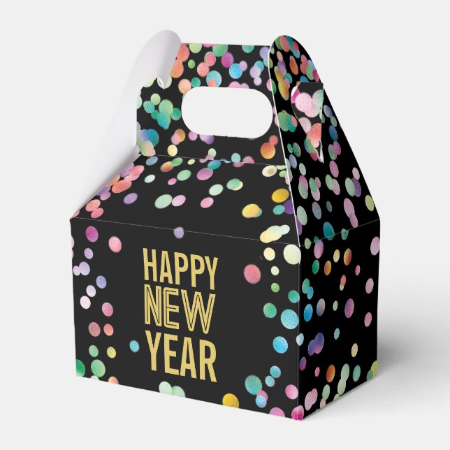 Colourful Confetti New Year's Eve Party  Favour Box (Front Side)