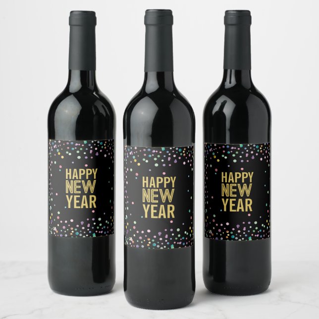 Colourful Confetti New Year's Eve Party Favours  Wine Label (Bottles)