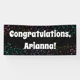 Colourful Confetti on Black Congratulations Banner