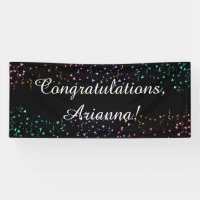 Colourful Confetti on Black Elegant Congratulation