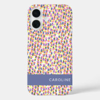 Colourful Confetti Pattern Blue Personalised Name
