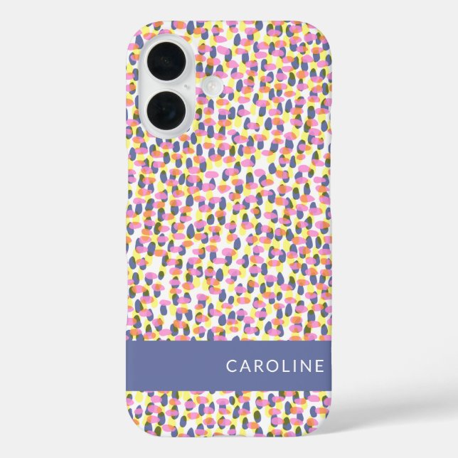 Colourful Confetti Pattern Blue Personalised Name  Case-Mate iPhone Case (Back)