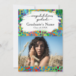Colourful Confetti Photo Graduation Announcement