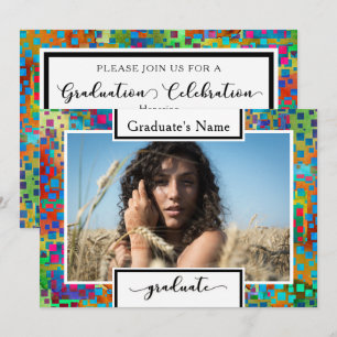 Colourful Confetti Photo Graduation Party Invitation