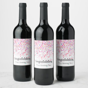Colourful Confetti Pink Watercolor Personalised Wine Label