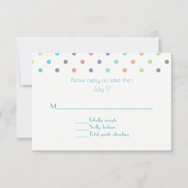 Colourful Confetti Polka Dot Wedding RSVP Card (Front)
