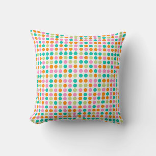 Colourful confetti polka dots retro 60s art cushion