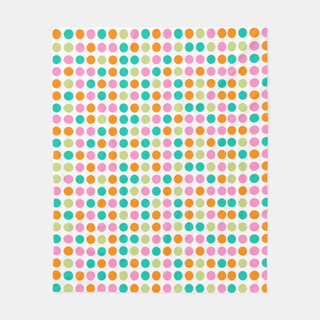 Colourful confetti polka dots retro 60s art fleece blanket (Front)