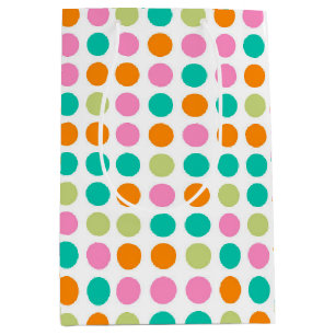 Colourful confetti polka dots retro 60s art medium gift bag