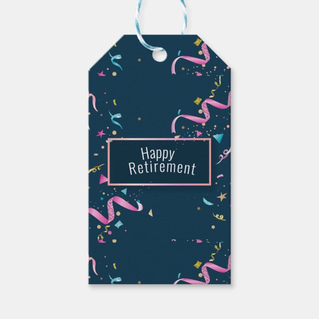 Colourful Confetti Retirement  Gift Tags (Front)