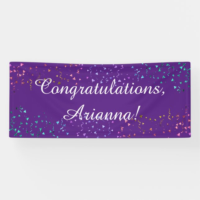 Colourful Confetti Script Congratulations Purple Banner (Horizontal)