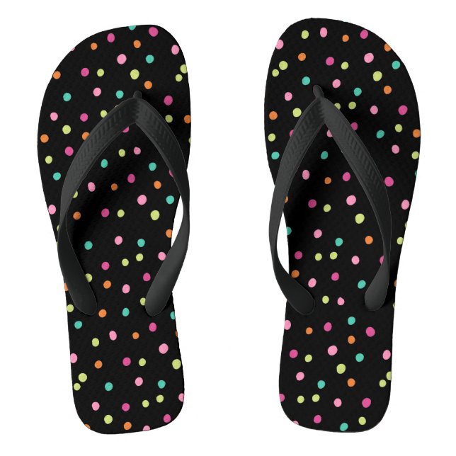 Colourful confetti sprinkles polka dot rainbow pop jandals (Footbed)