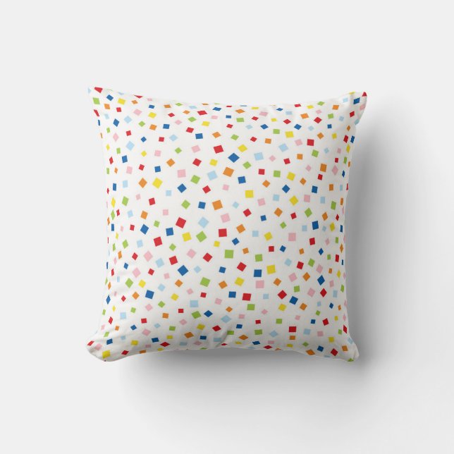 Colourful Confetti Squares Throw Pillow (Front)