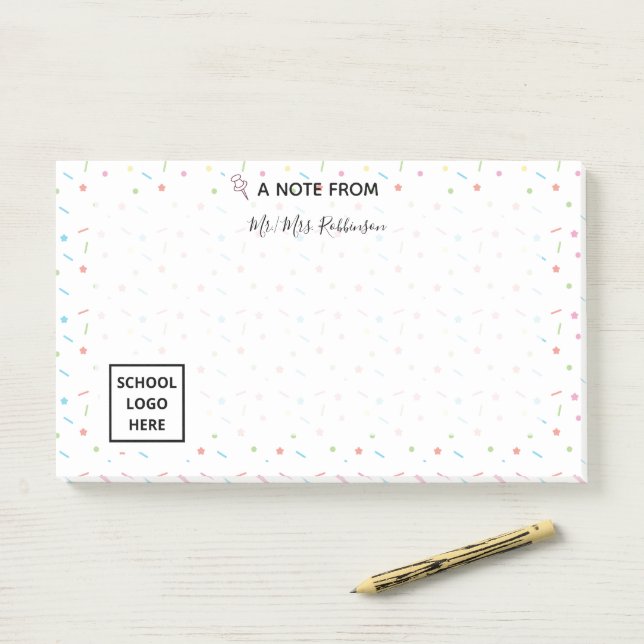 Colourful Confetti Stars and Chocolate Rain Teache Post-it Notes (On Desk)