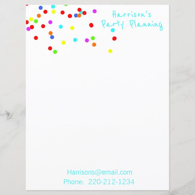 Colourful Confetti Stationery (Front)