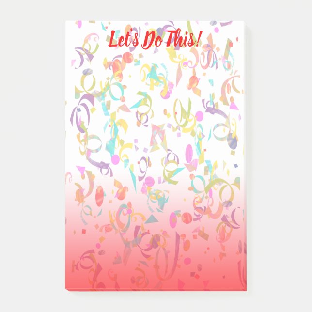 Colourful Confetti Strips And Red Gradient Post-it Notes (Front)